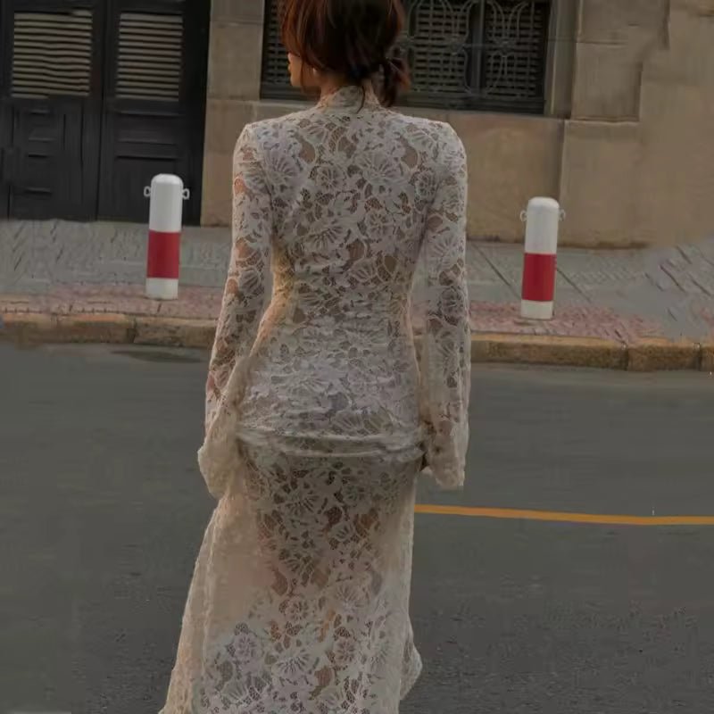 OLANE French Lace Sheer Tie Dress BlackSWomen’s Dresses