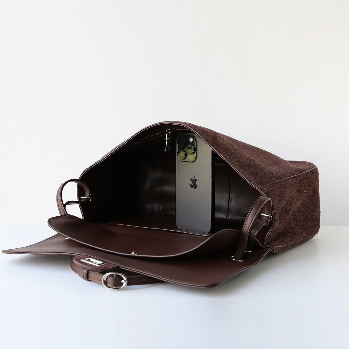 OLANE Frosted Cowhide Retro Tote Bag BrownSBag