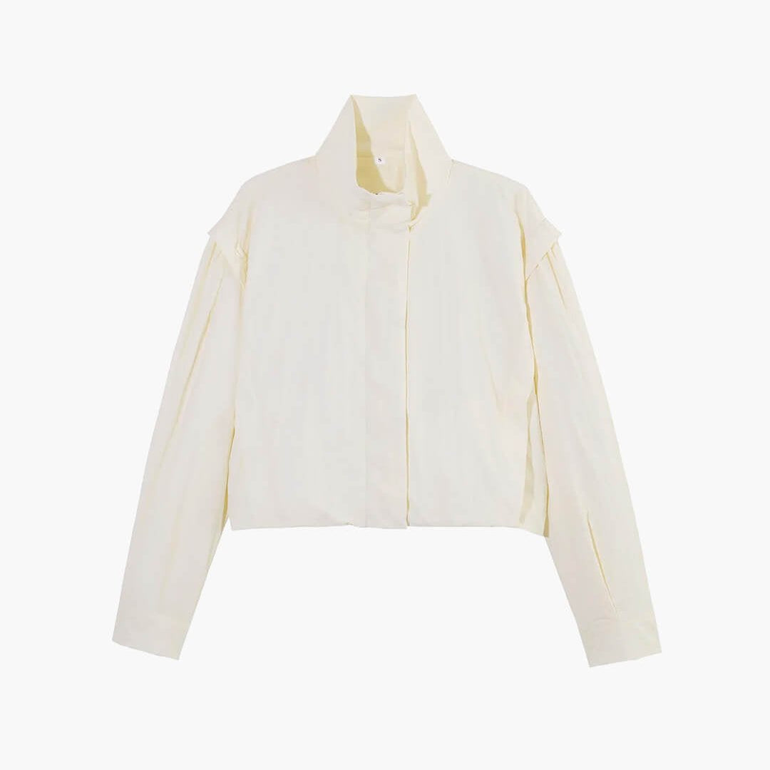 OLANE Full Zip High Collar Cropped Jacket BeigeXSWomen's Coats & Jackets
