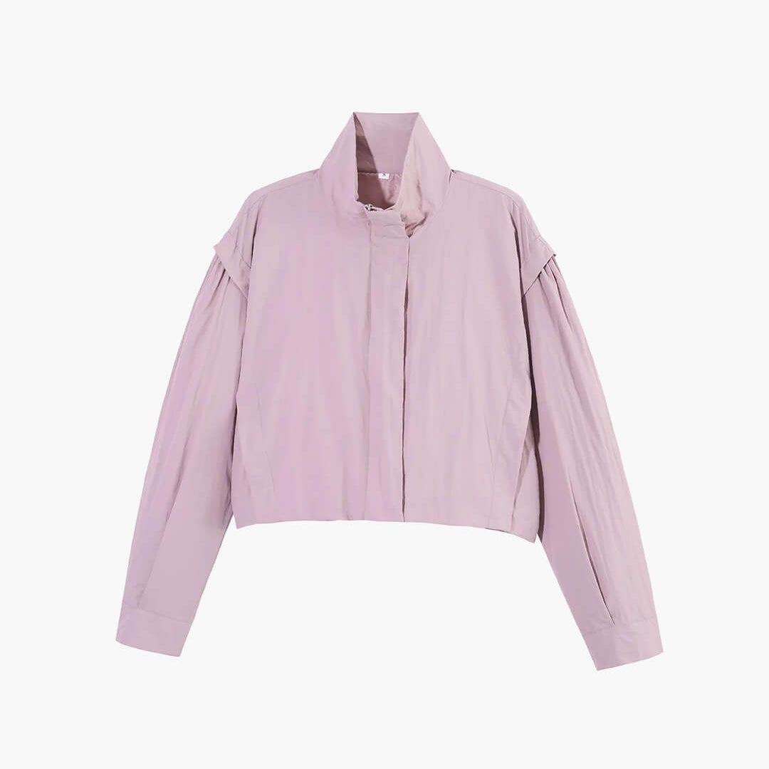 OLANE Full Zip High Collar Cropped Jacket PinkXSWomen's Coats & Jackets