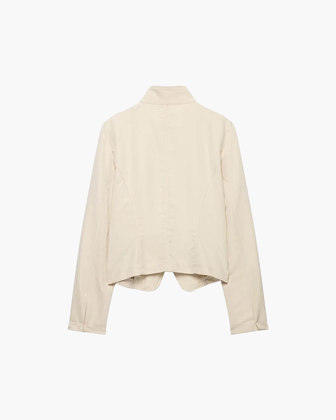 OLANE Funnel Neck Double-Breasted Blazer BeigeMWomen's Blazers