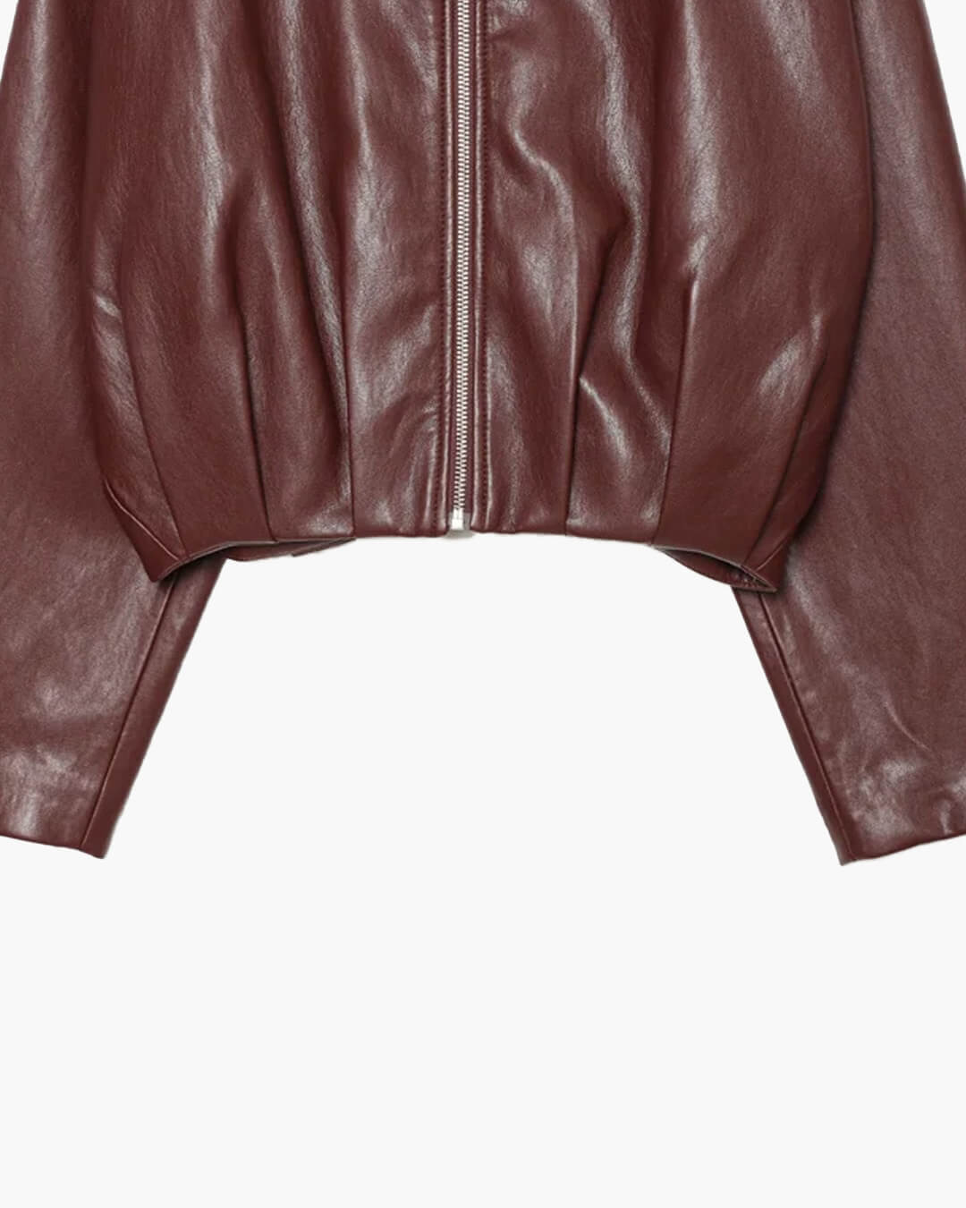 OLANE Funnel Neck Faux Leather Biker Jacket BurgundySJacket