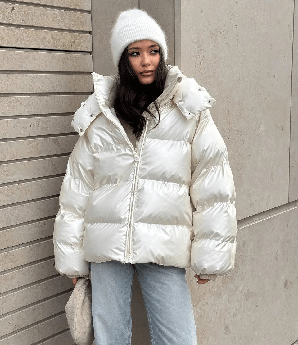 OLANE Glossy Hooded Puffer Jacket ChocolateSWomen's Coats & Jackets