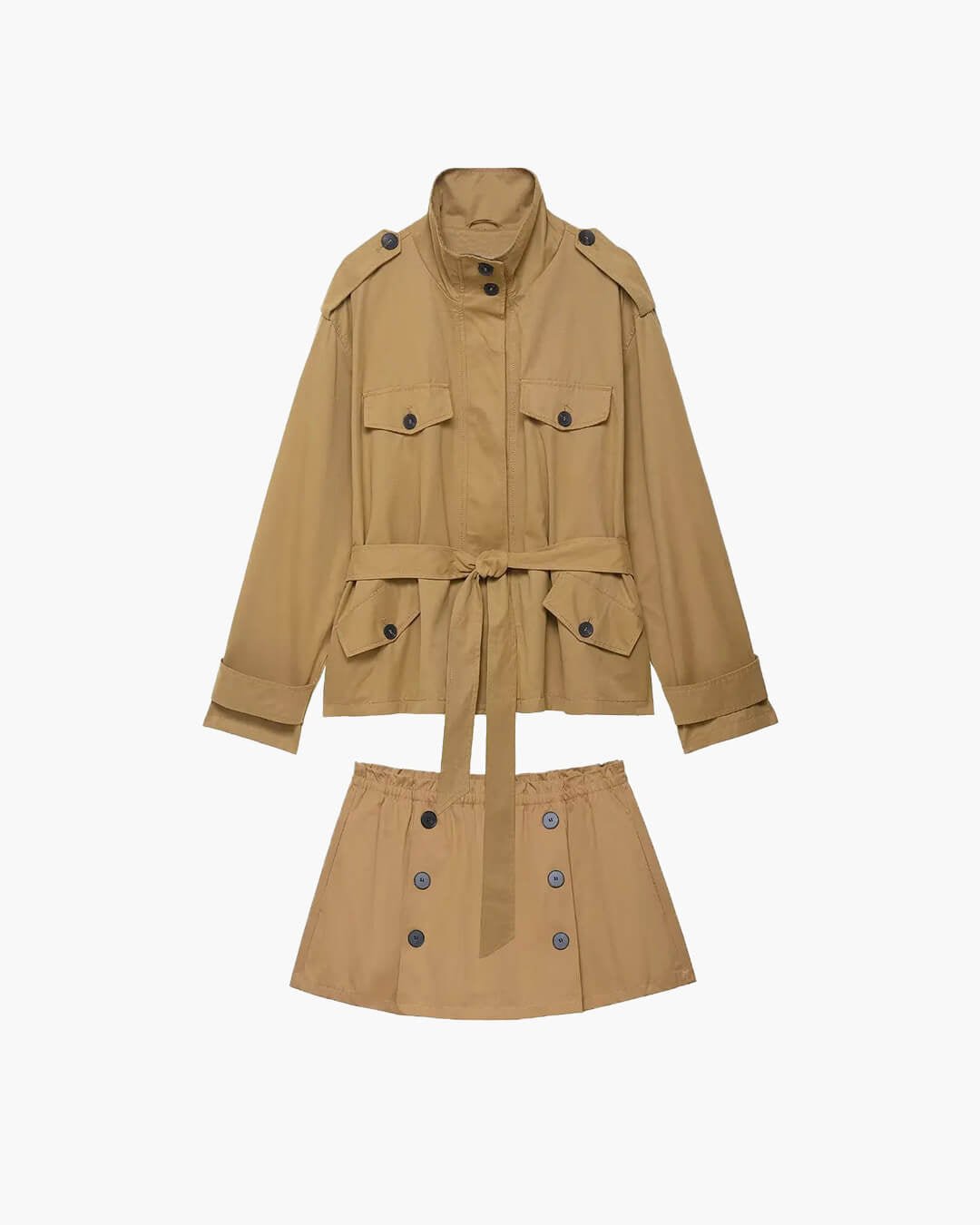 OLANE High Collar Belted Jacket & Skort Set JacketXSWomen's Sets