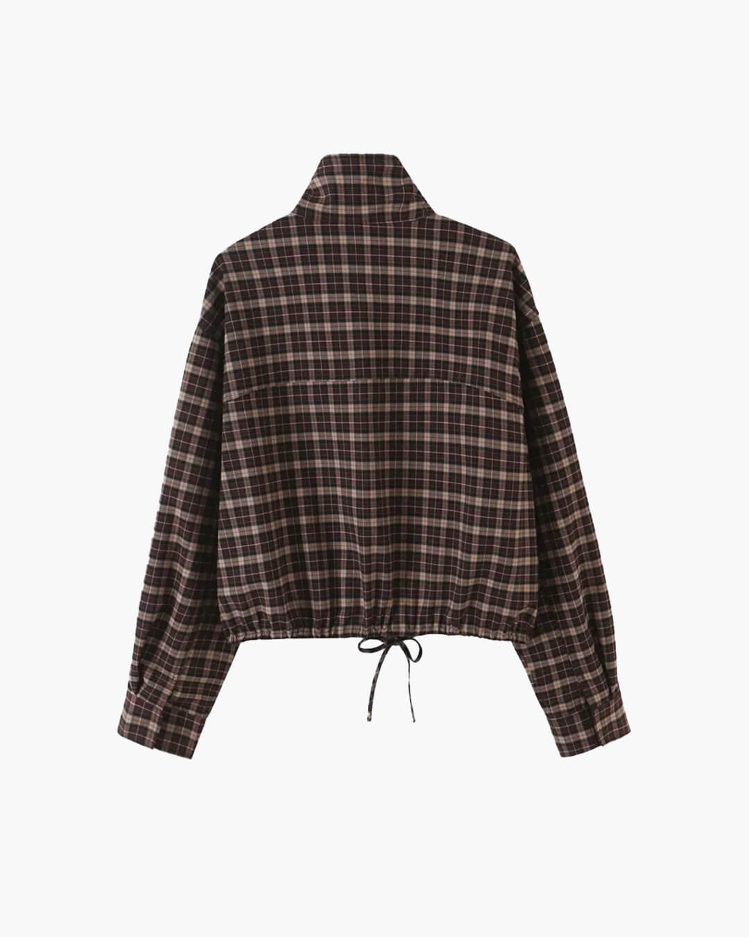 OLANE High Collar Checked Zip-Up Jacket MWomen's Coats & Jackets
