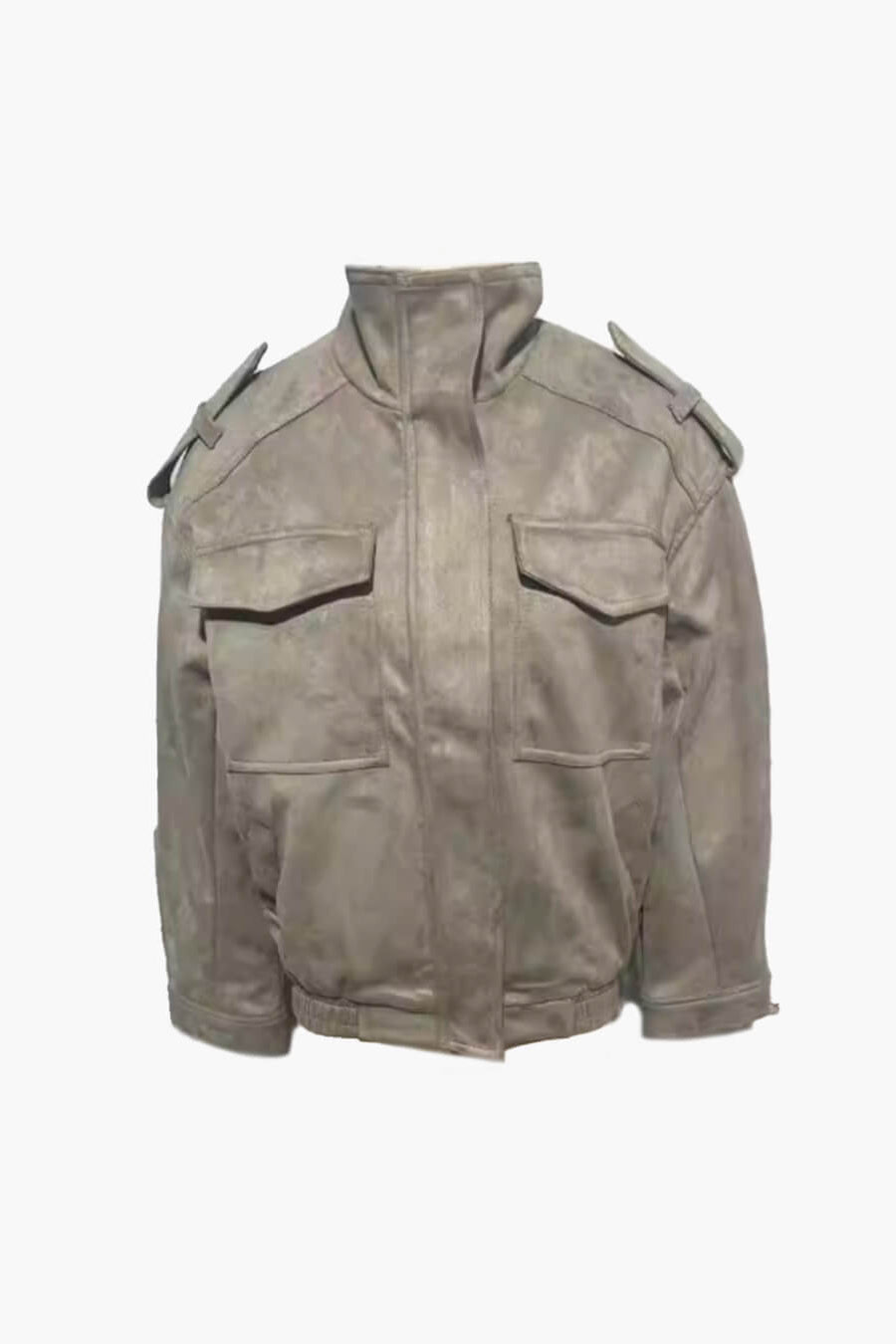 OLANE High-Neck Collar Suede Jacket with Pocket SandSWomen's Coats & Jackets