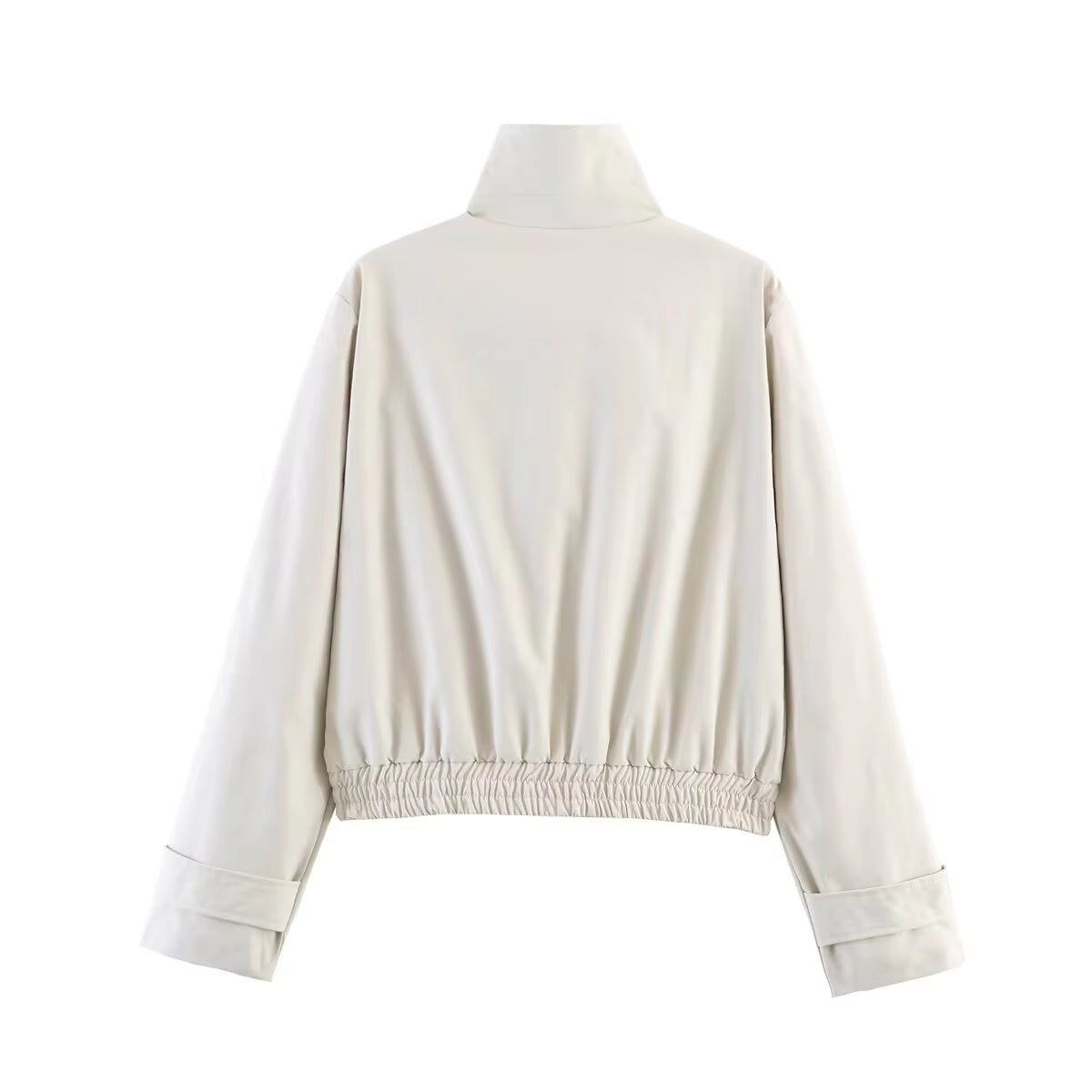 OLANE High Neck Zip-Up Bomber Jacket BeigeMWomen's Coats & Jackets