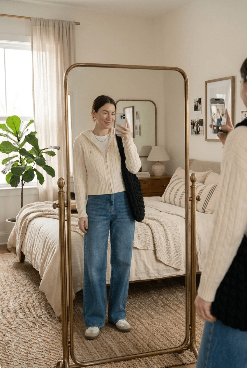 OLANE High Neck Zip Up Knit Cardigan BeigeCardigan