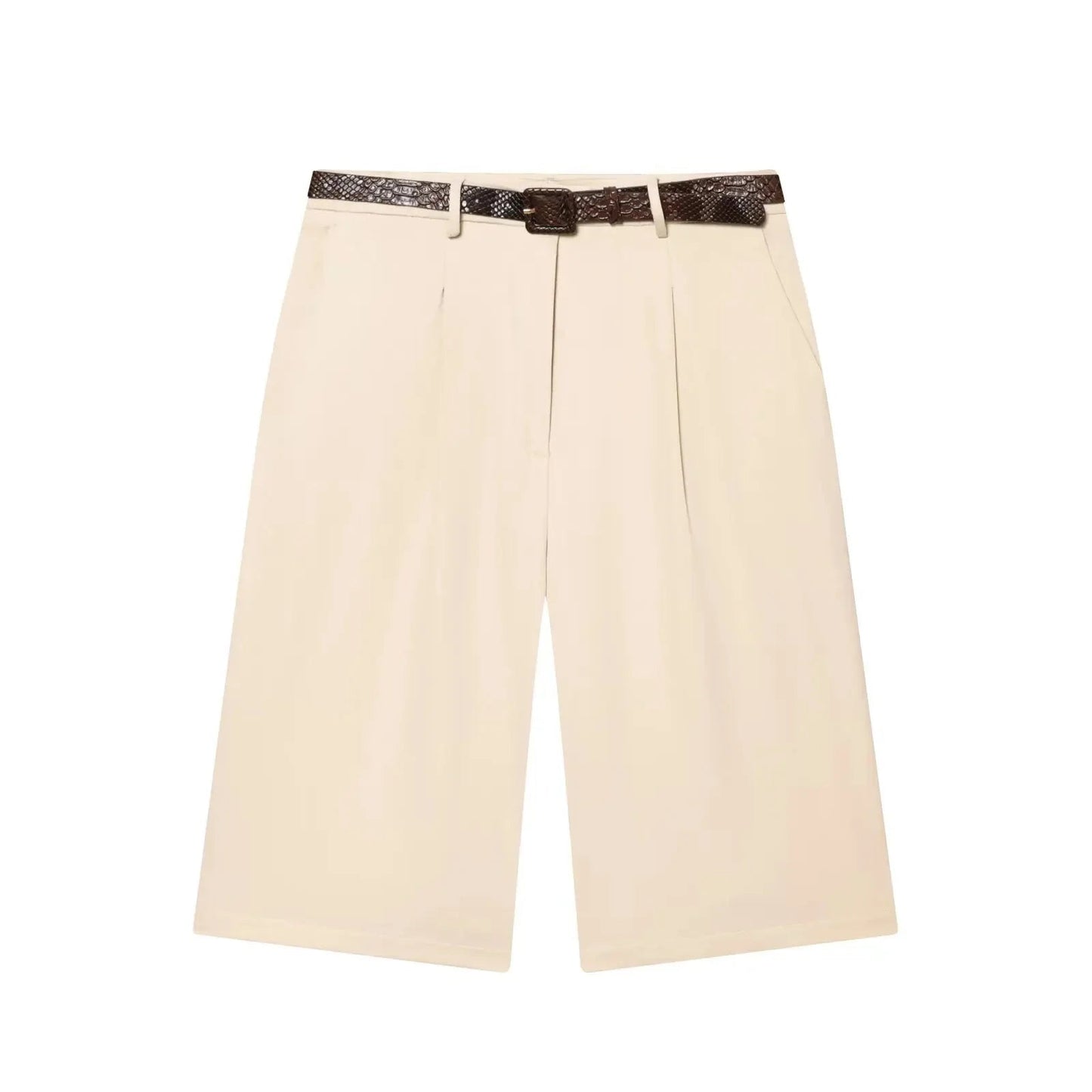 OLANE High Waist Belted Bermuda Shorts BrownXSWomen's Bottoms