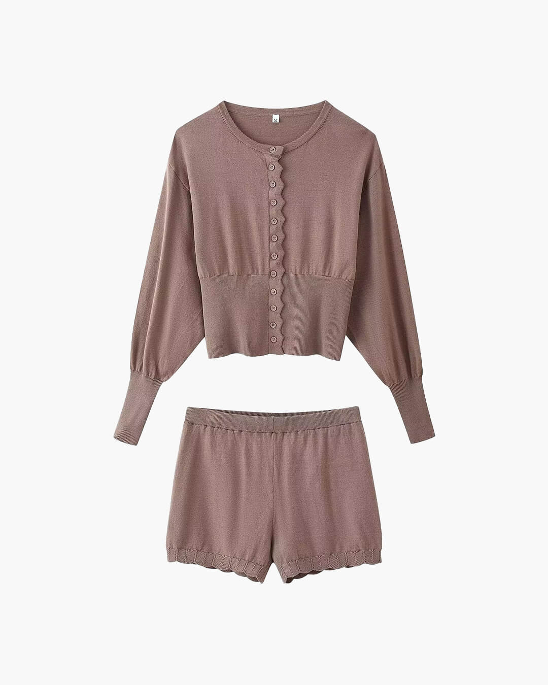 OLANE High Waist Ribbed Knit Two-Piece Set BrownSDress