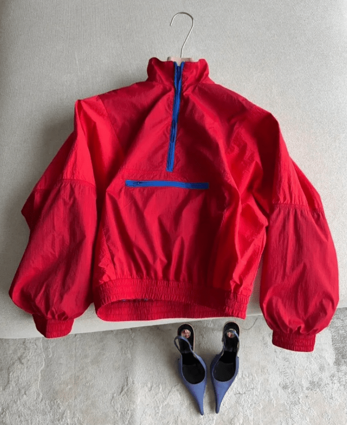 OLANE Kate Colorblock Half-Zip Windbreaker Jacket RedXSWomen's Coats & Jackets