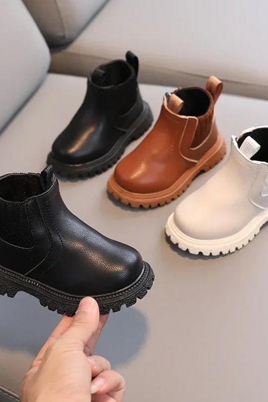OLANE Kids Winter Leather Boots Black21Kids' Shoes