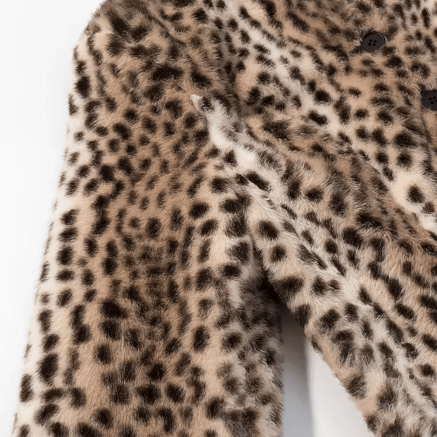 OLANE Leopard Faux Fur Cropped Jacket SWomen's Jackets & Coats