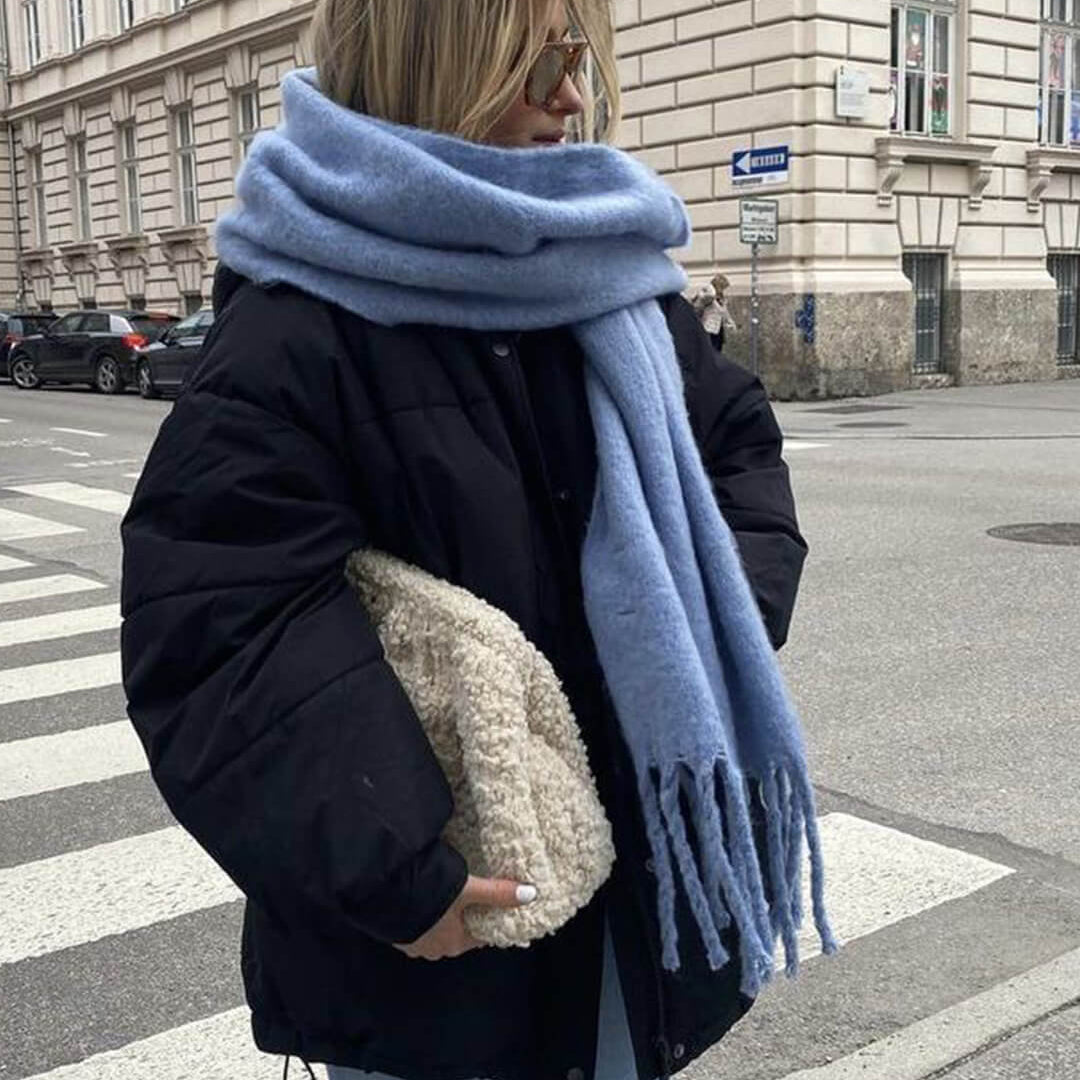 OLANE Lightweight Tasseled Winter Scarf Baby BlueAccessories