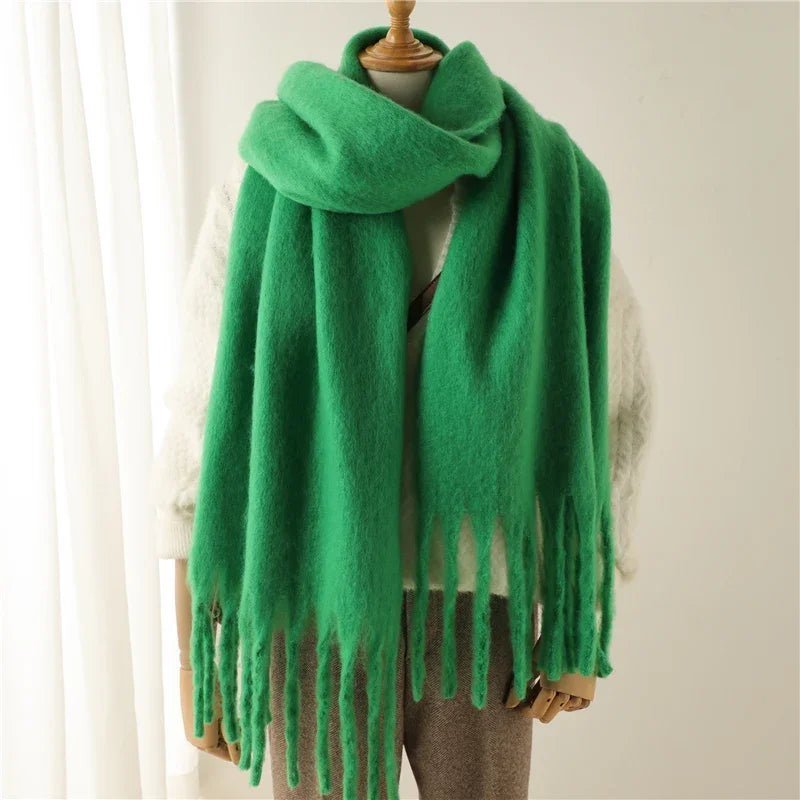 OLANE Lightweight Tasseled Winter Scarf FuchsiaAccessories