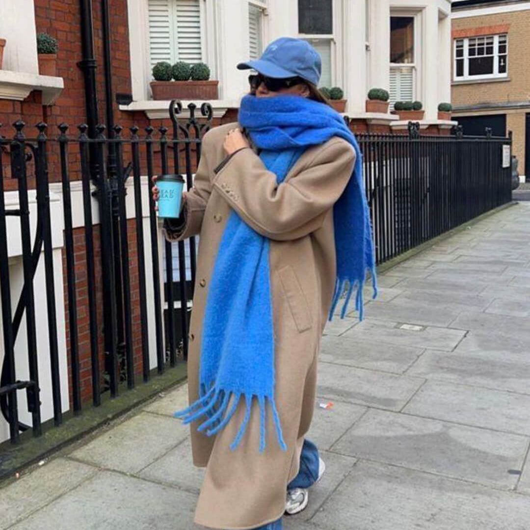 OLANE Lightweight Tasseled Winter Scarf Royal BlueAccessories