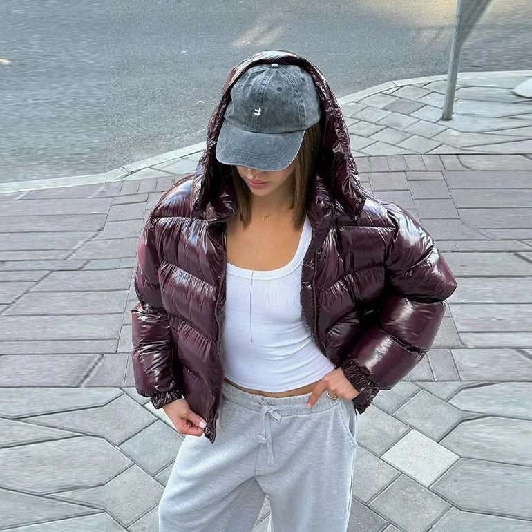 OLANE Mila Hooded Puffer Jacket BurgundyMWomen's Coats & Jackets