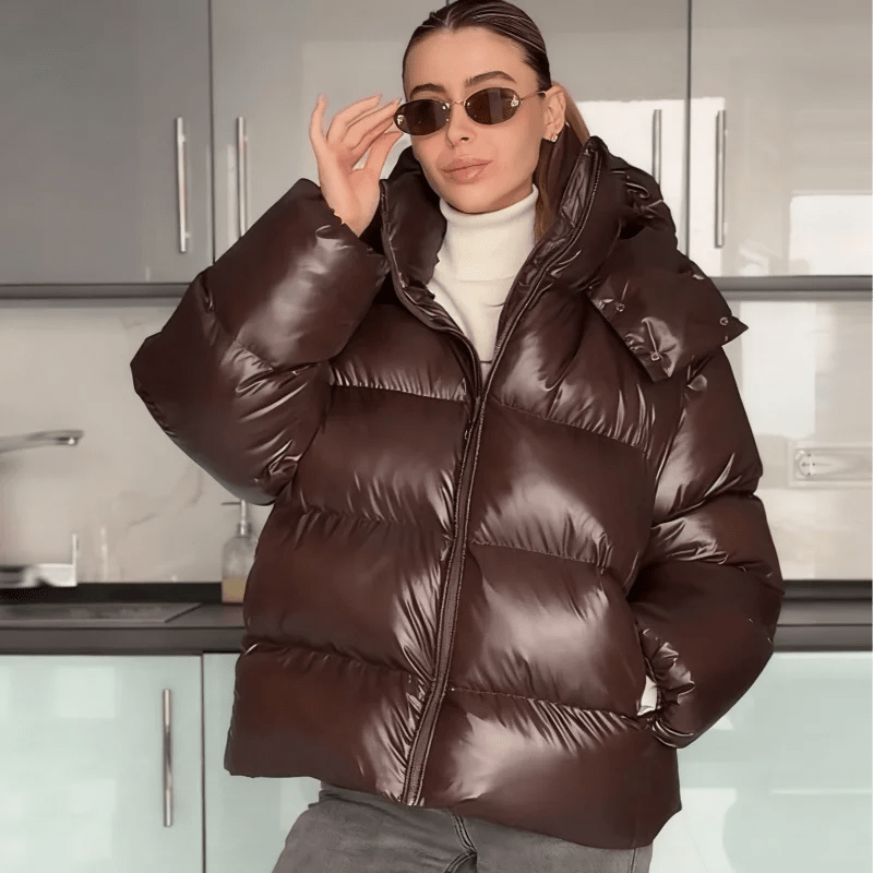 OLANE Mila Hooded Puffer Jacket ChocolateSWomen's Coats & Jackets