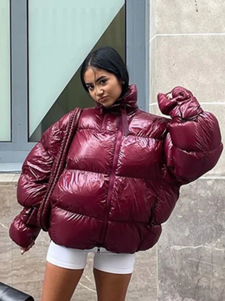 OLANE Monica Shiny Puffer Jacket RedMWomen's Coats & Jackets