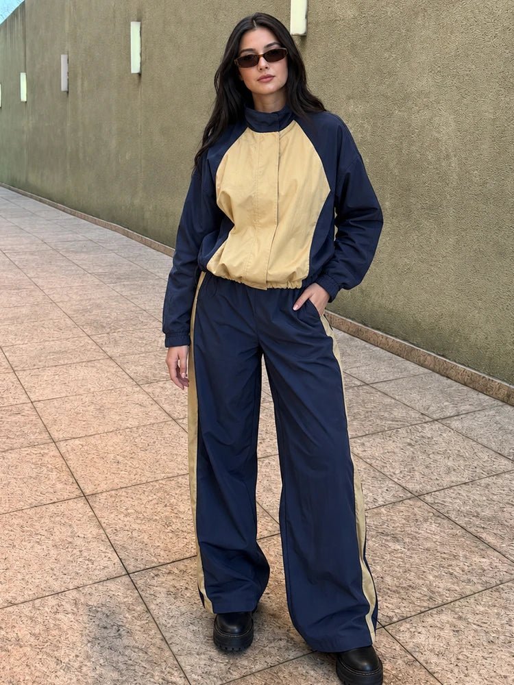 OLANE Patchwork High Neck Tracksuit Set LJumpsuit