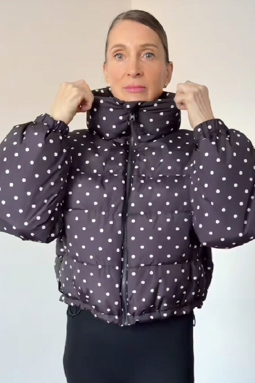 OLANE Polka Dot Cropped Puffer Jacket XSJacket