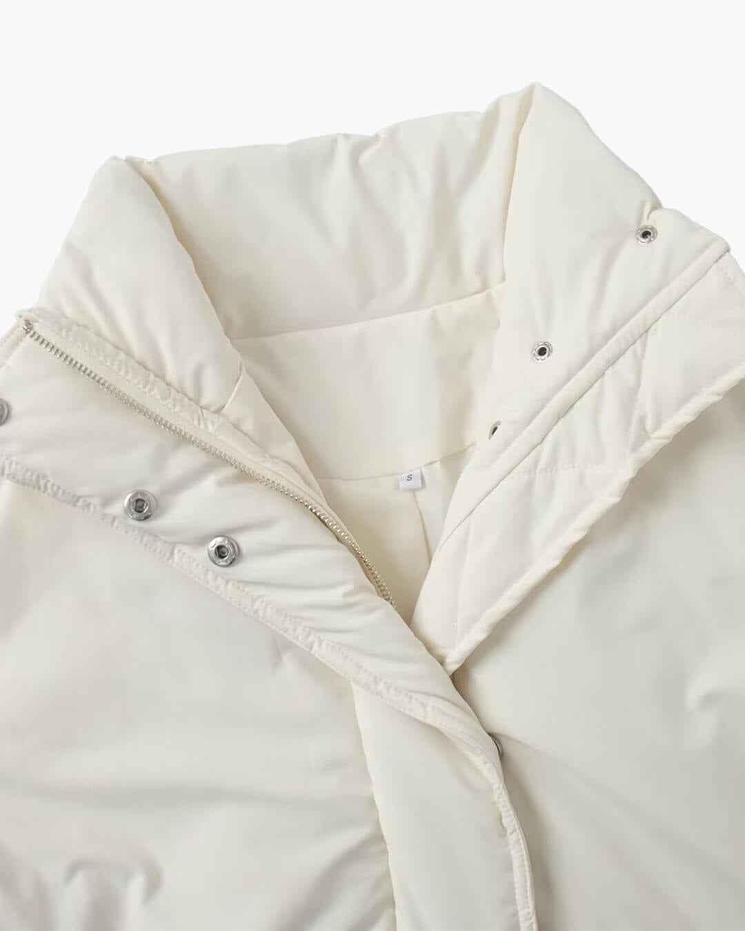 OLANE Quilted Stand Collar Padded Puffer Coat BeigeSWomen's Coats & Jackets