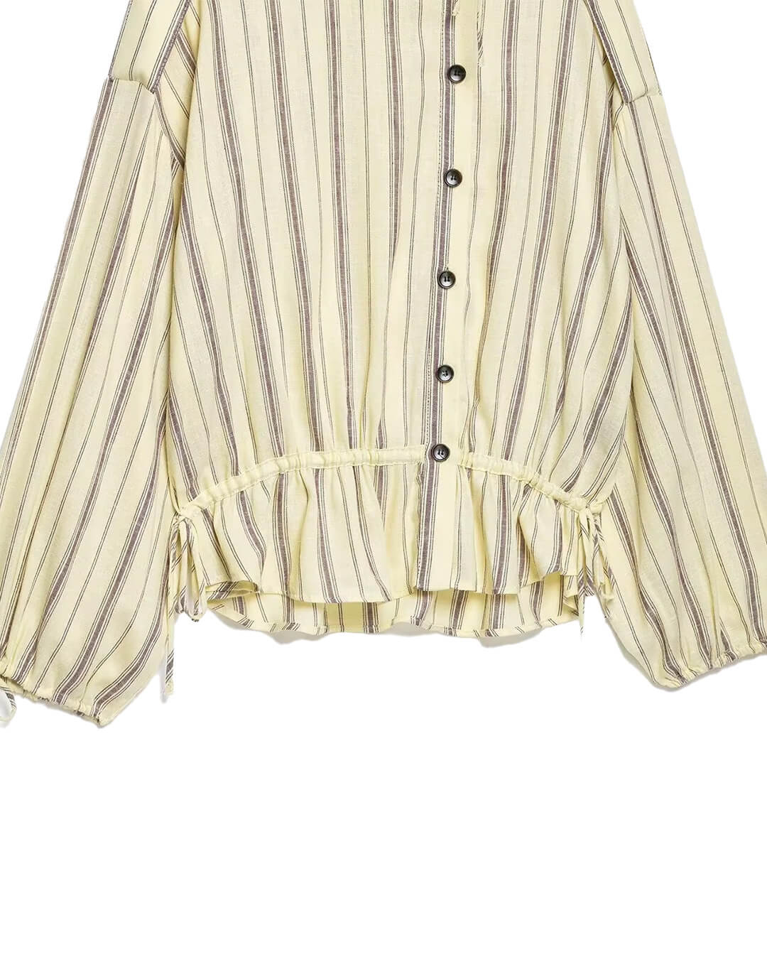 OLANE Ruffles Stand Collar Striped Jacket LWomen's Coats & Jackets