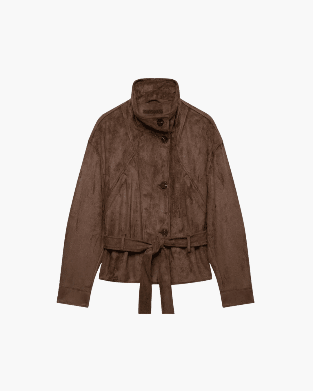 OLANE Single Breasted Faux Suede Lace Up Jacket BrownLWomen's Coats & Jackets