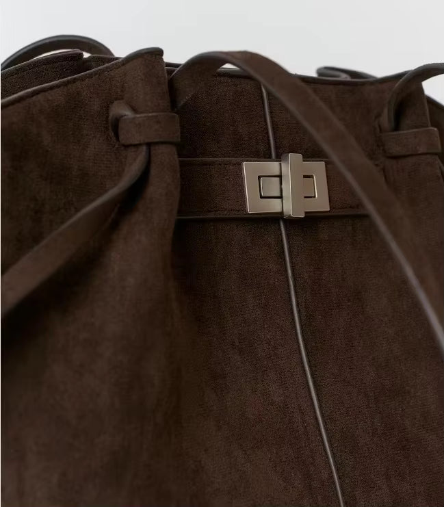OLANE Spacious Bat-Wing Suede Tote Bag BrownWomen's Handbags