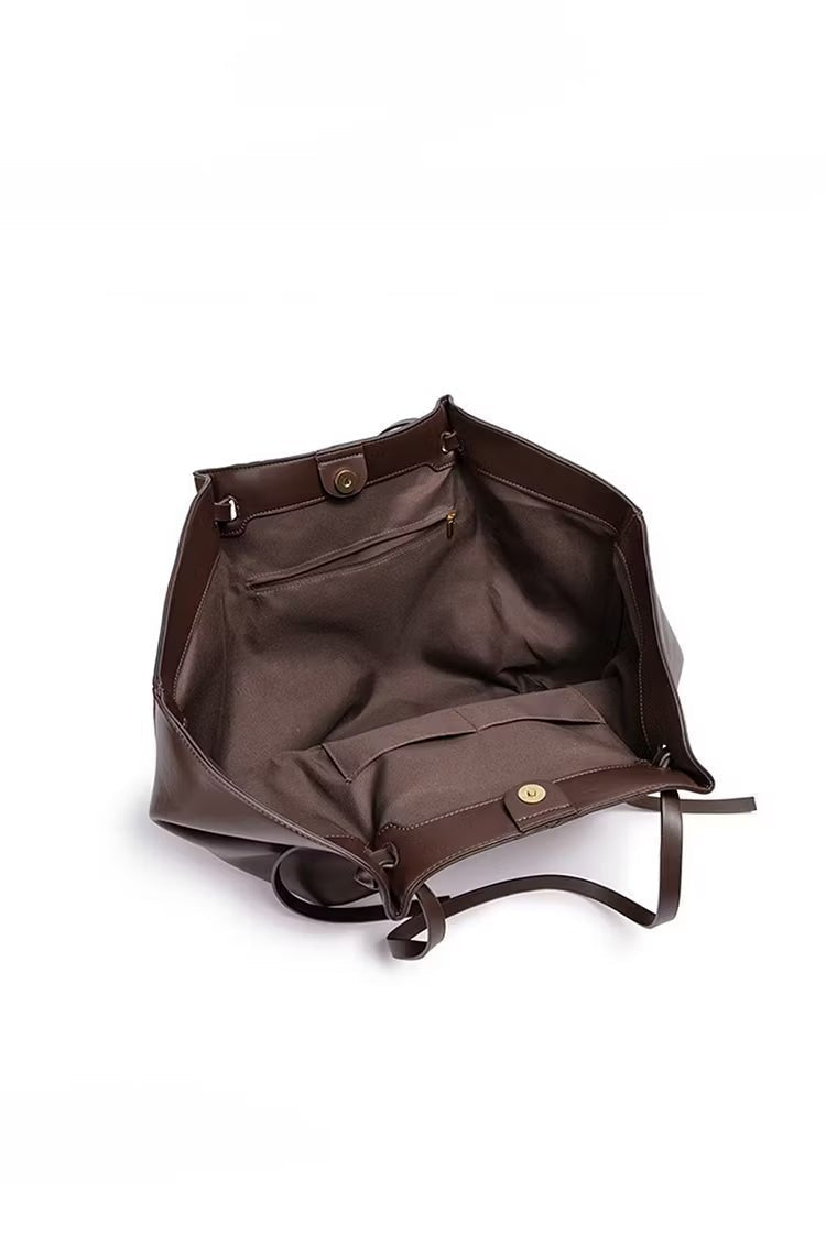 OLANE Spacious Vegan Leather Shopper Bag BrownRegularBag