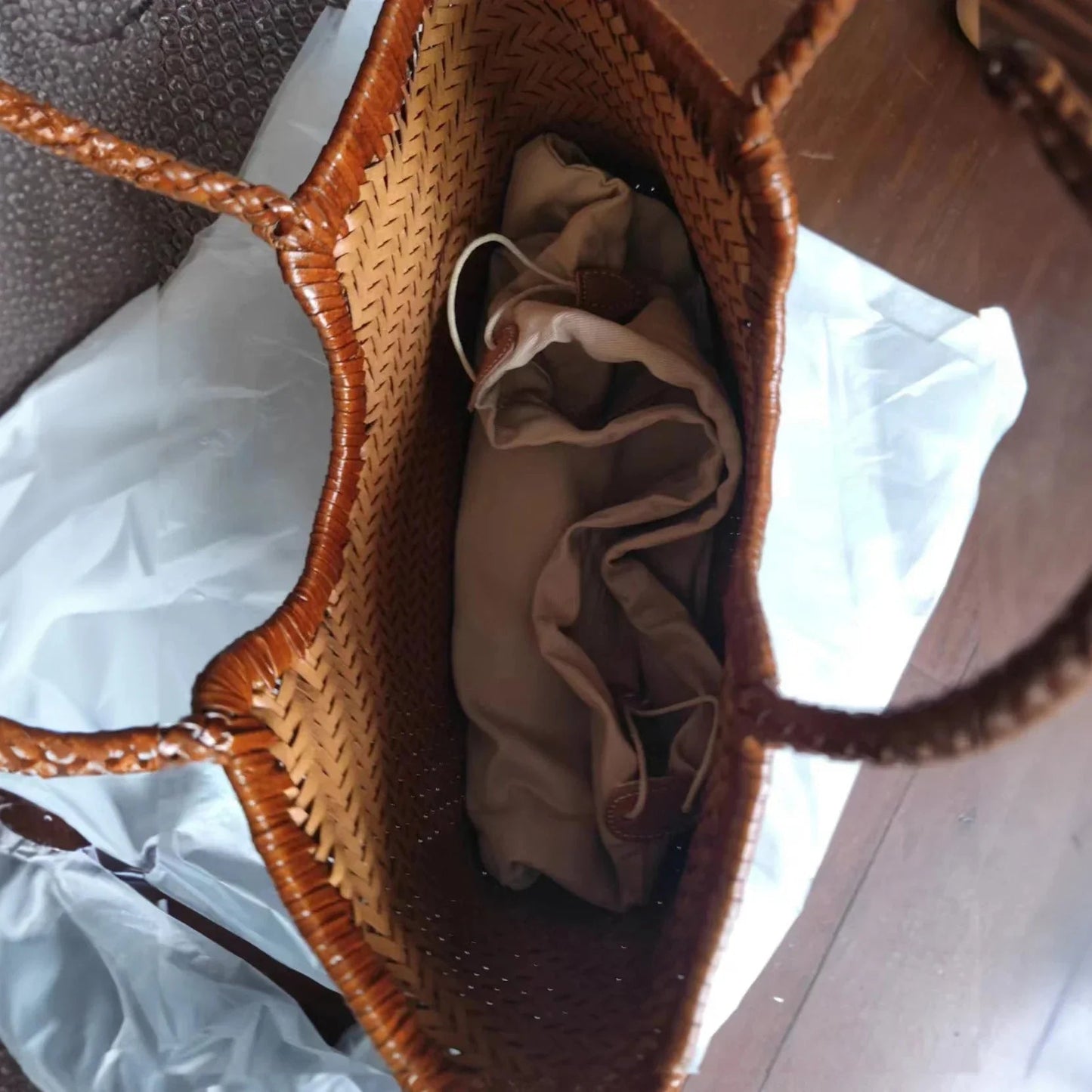 OLANE Spacious Woven Tote Bag GreenSWomen's Handbags