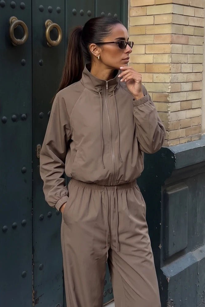 OLANE Sport Suit Jacket Wide Leg Pants Set JacketSJacket