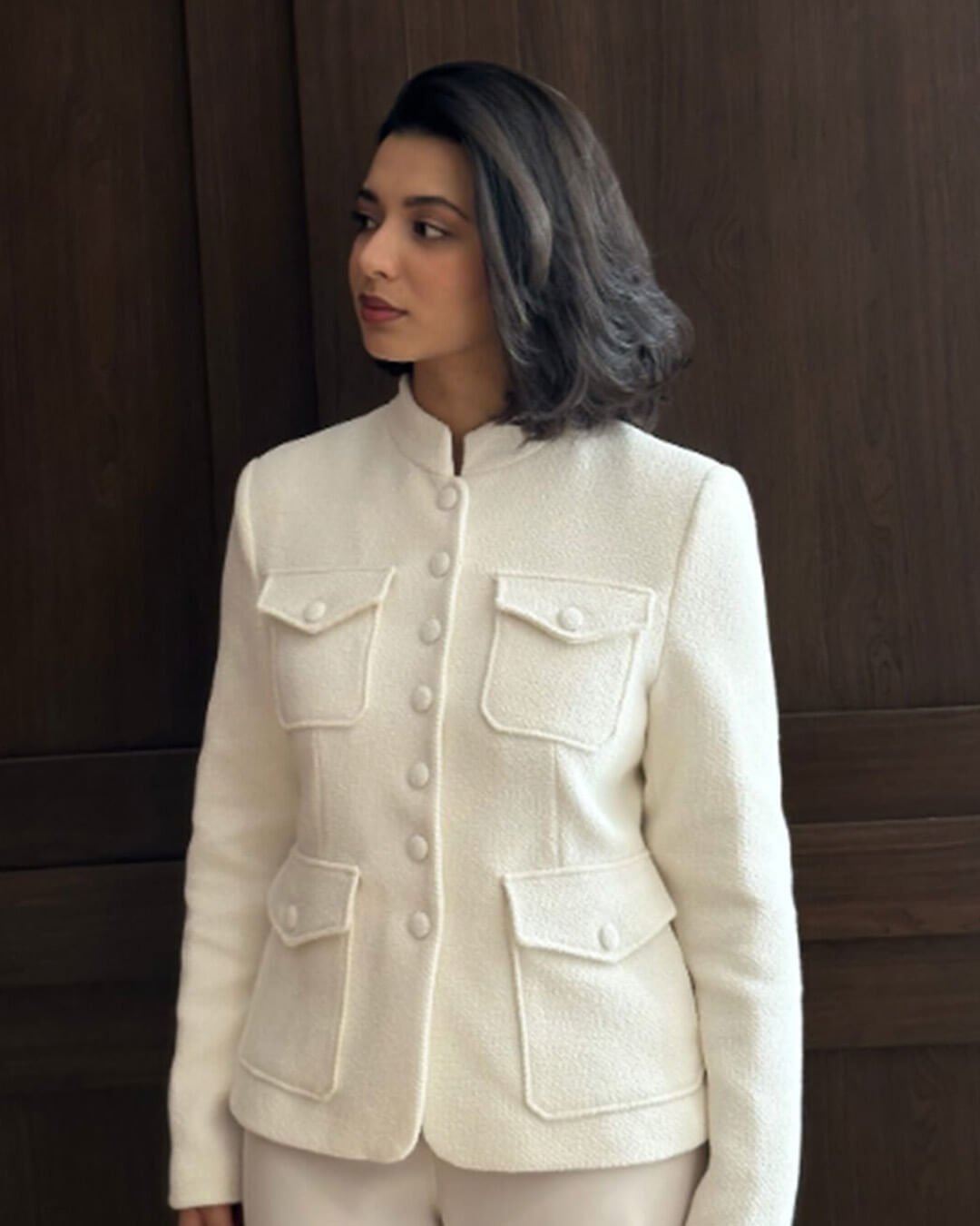 OLANE Stand Collar Blazer with Flap Pockets MWomen's Coats & Jackets
