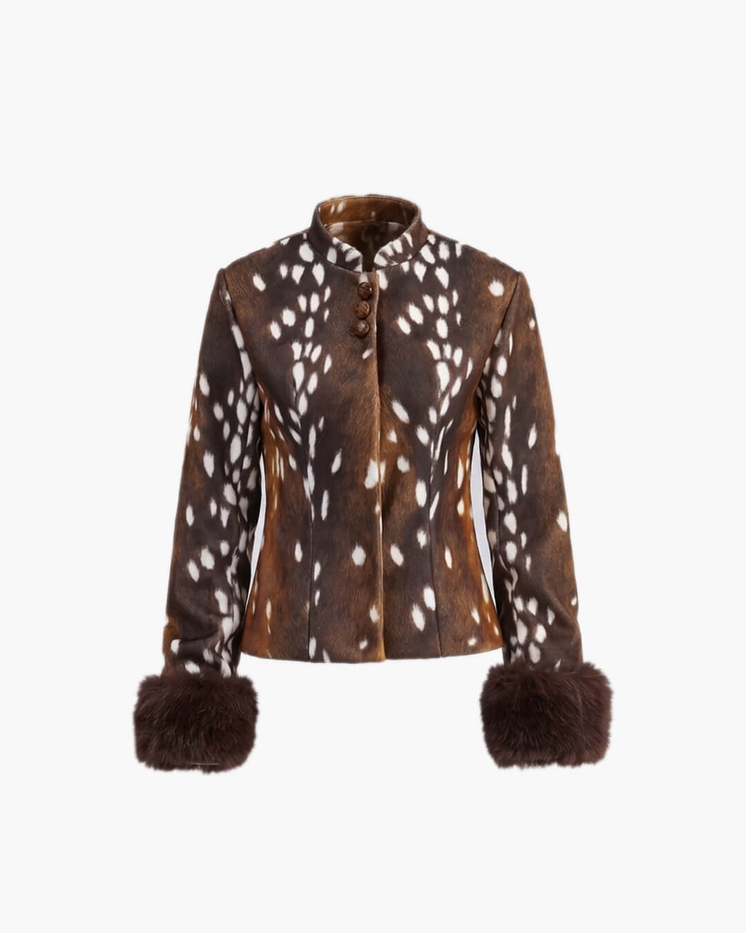 OLANE Stand Collar Faux Fur Bambi Jacket MWomen's Coats & Jackets