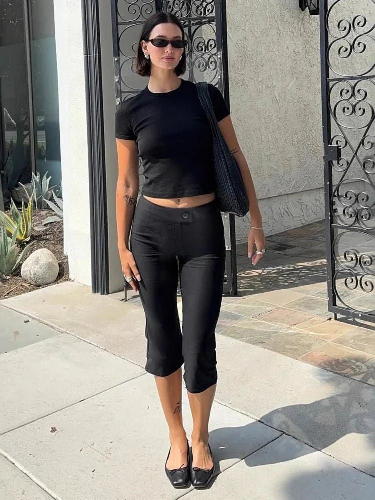 OLANE Stretchable Black Capri Pants SWomen's Bottoms