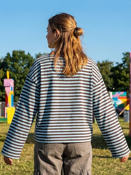 OLANE Striped Oversized Knit Sweater TurquoiseXSWomen's Sweaters & Cardigans