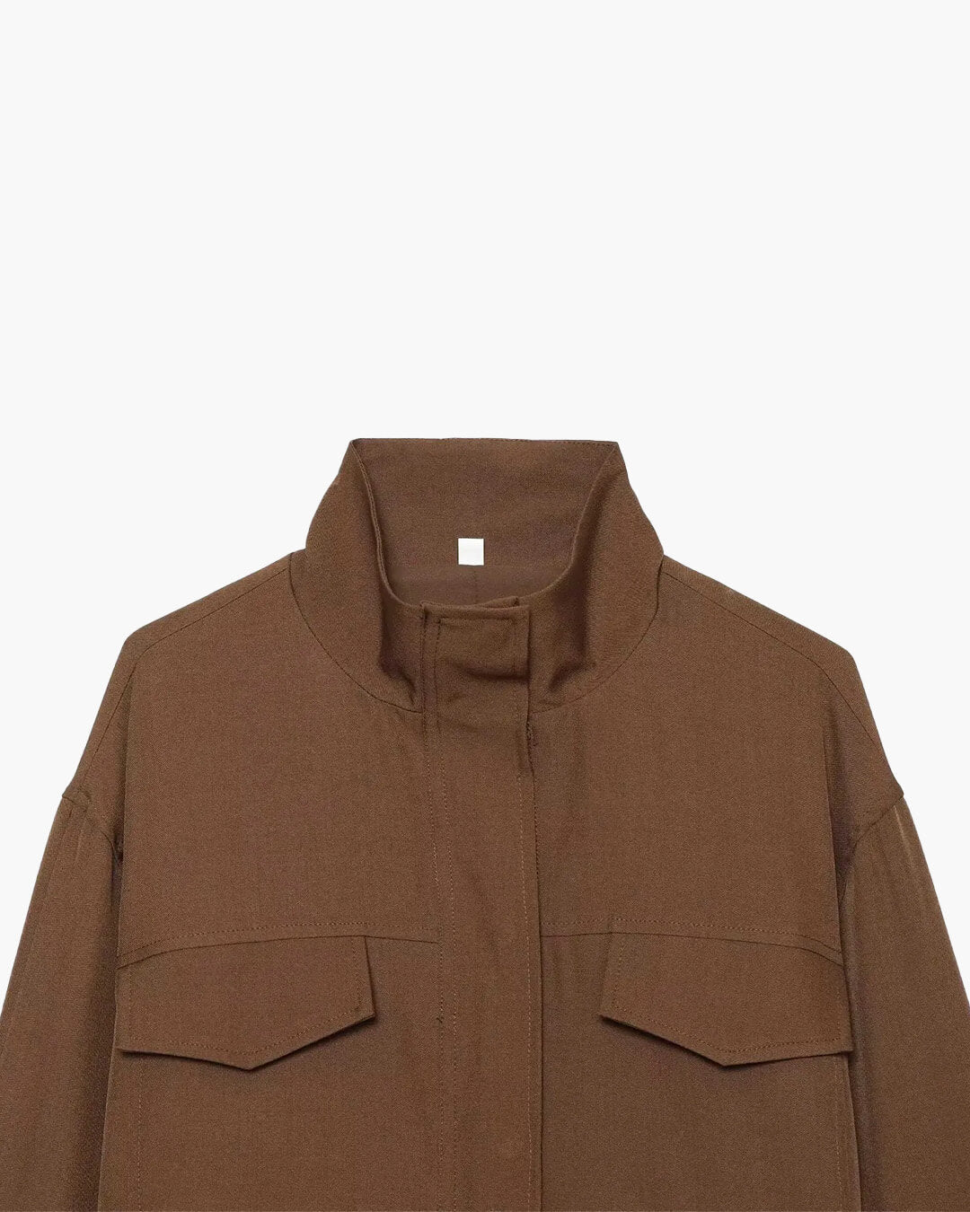 OLANE Stylish Brown Cropped Zip Jacket BrownSWomen's Coats & Jackets