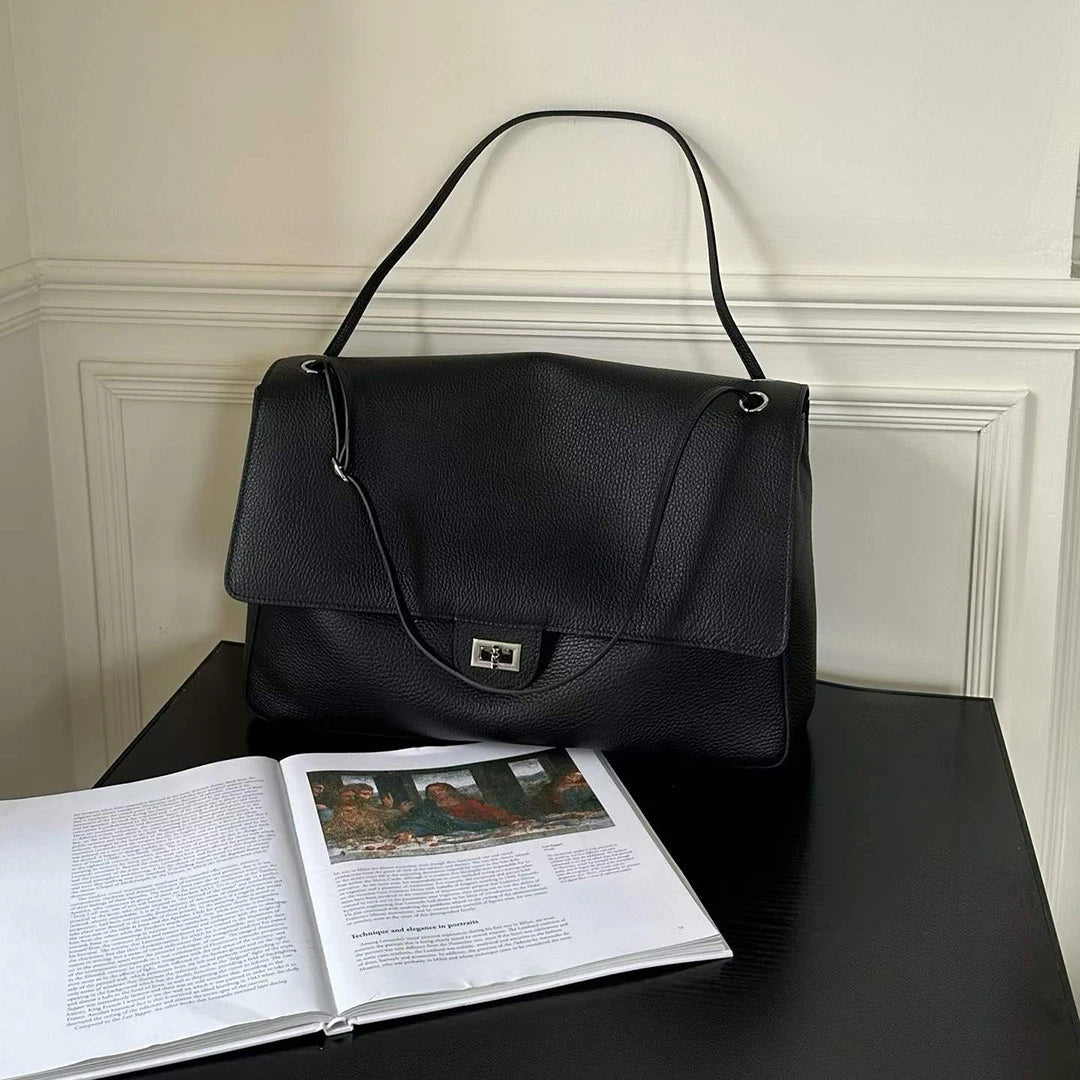 OLANE Stylish Chevron Leather Crossbody Bag BlackBag