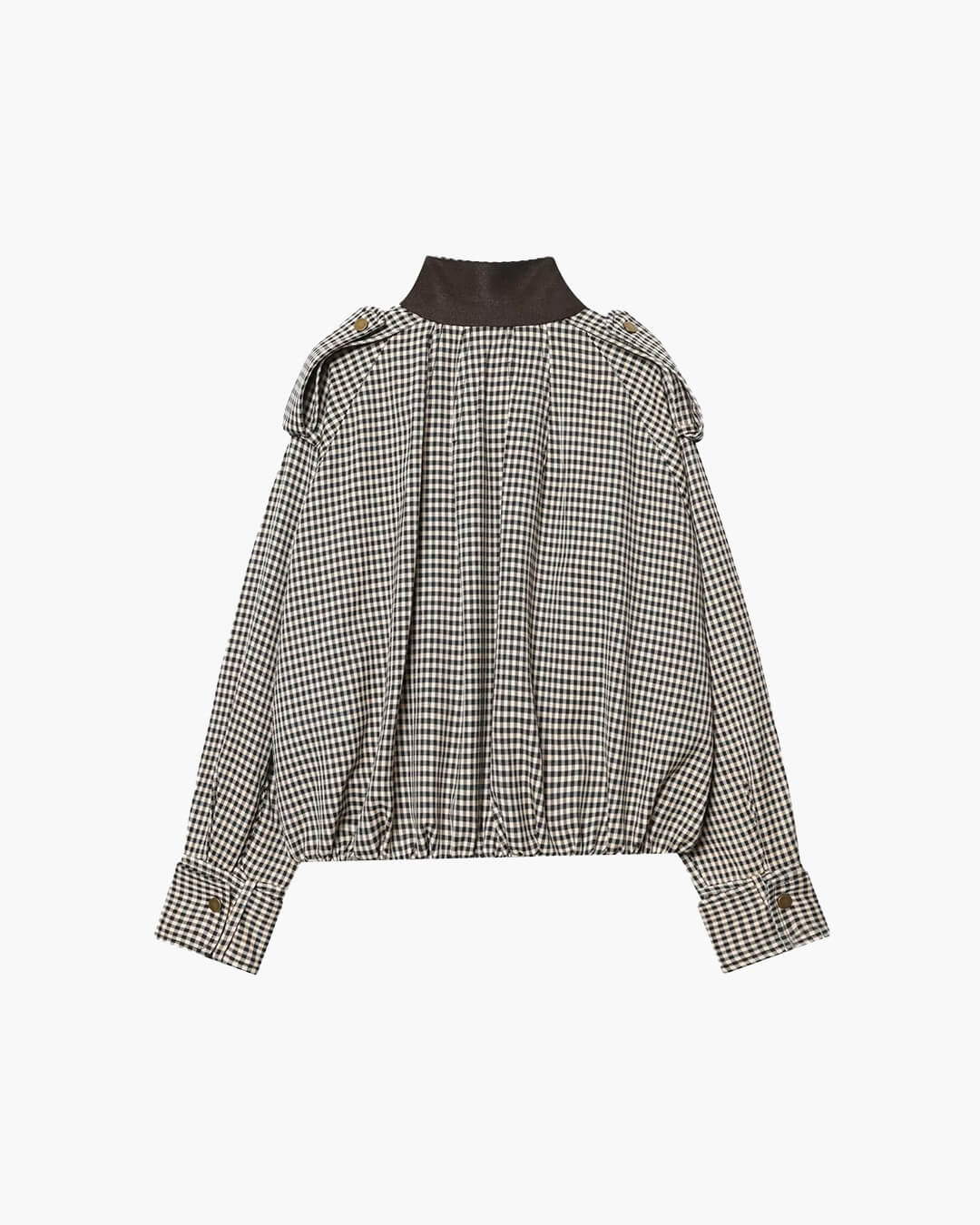 OLANE Stylish High Neck Checked Bomber Jacket LWomen's Coats & Jackets