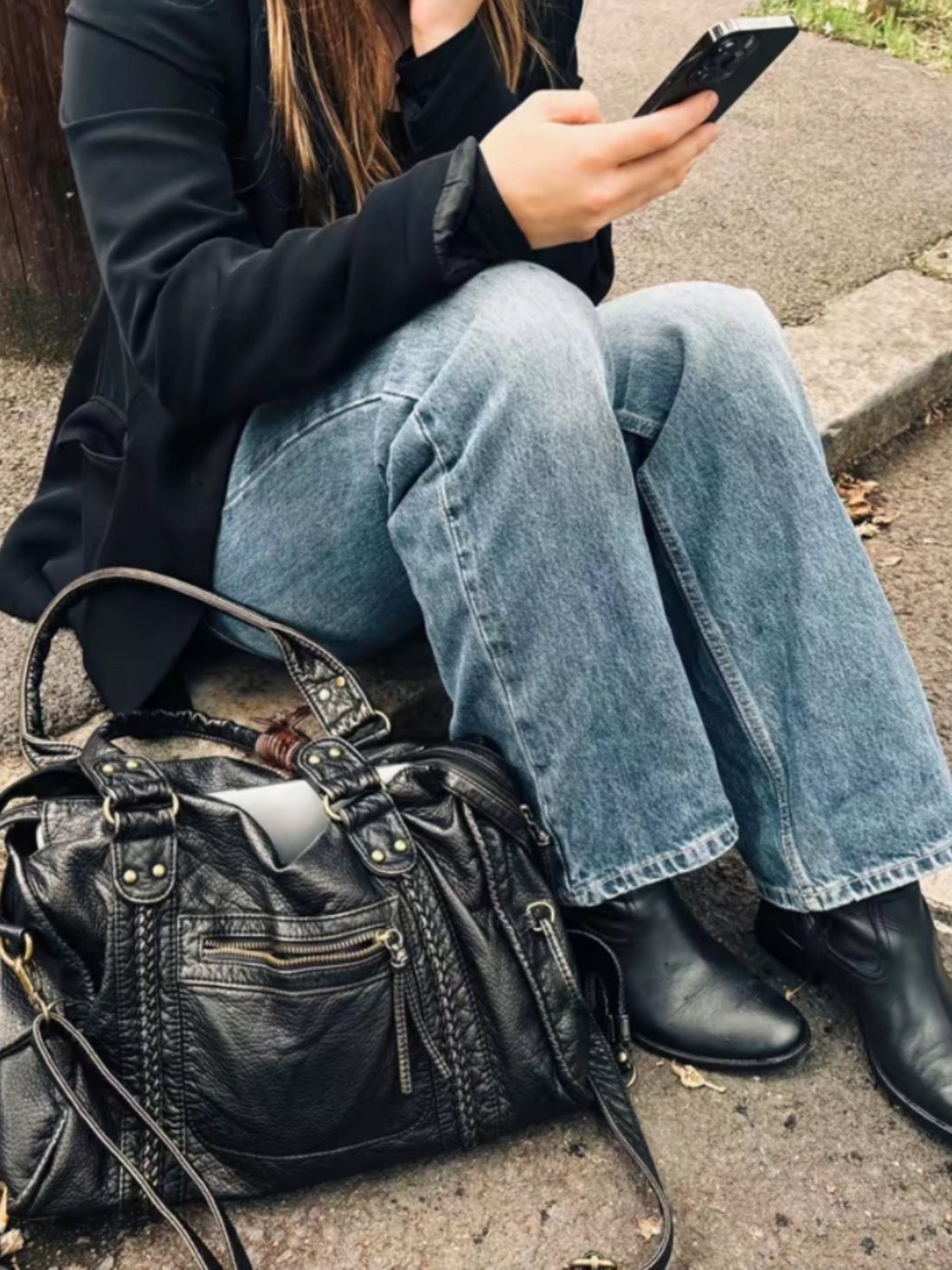 OLANE Vegan Leather Shoulder Bag BlackBag