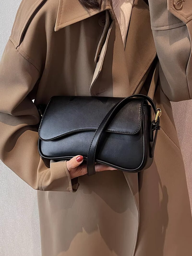 OLANE Vegan Leather Shoulder Saddle Bag SilverRegularBag