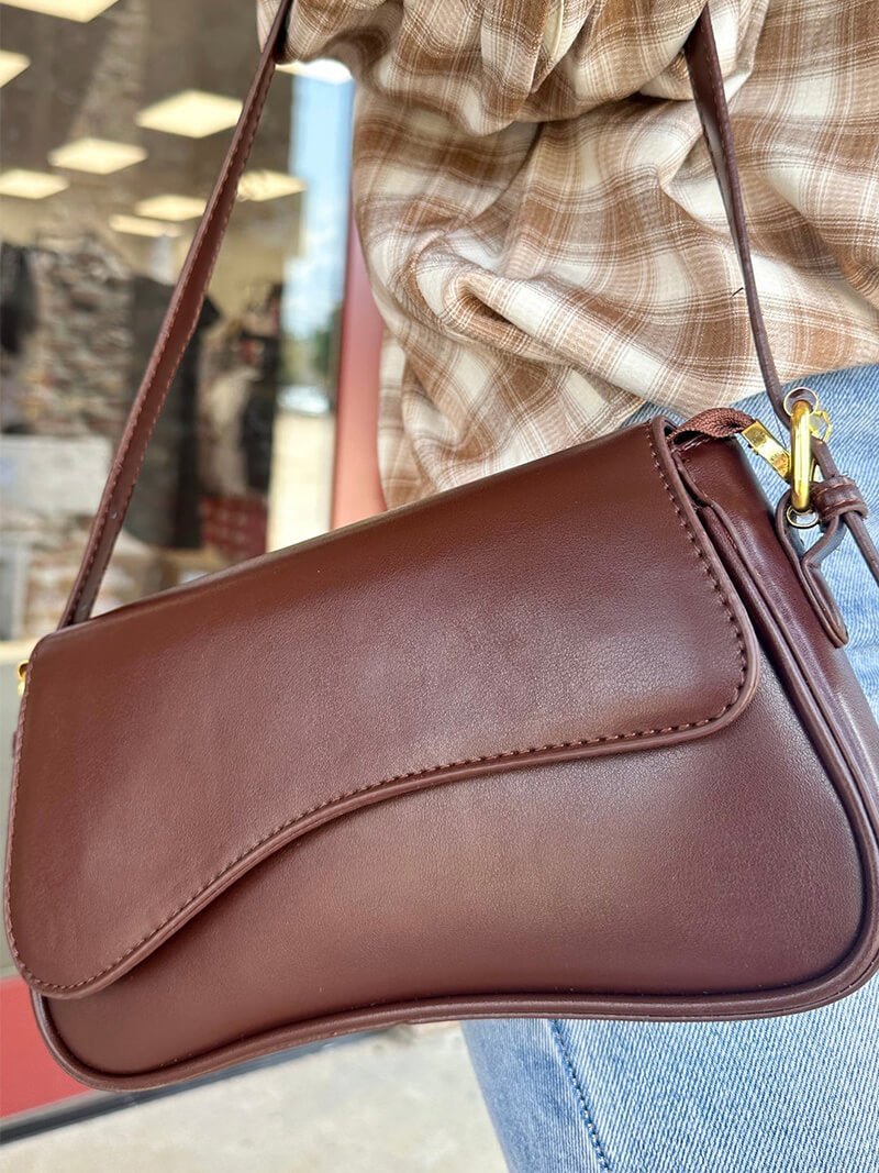 OLANE Vegan Leather Shoulder Saddle Bag SilverRegularBag