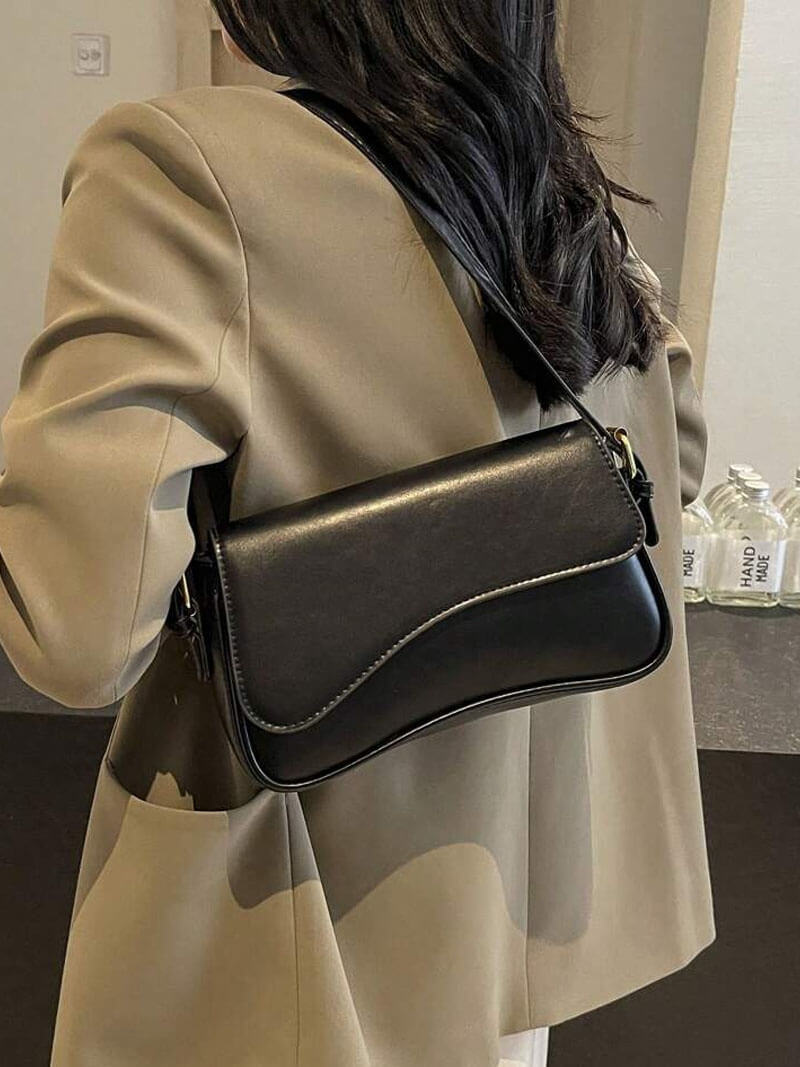 OLANE Vegan Leather Shoulder Saddle Bag SilverRegularBag