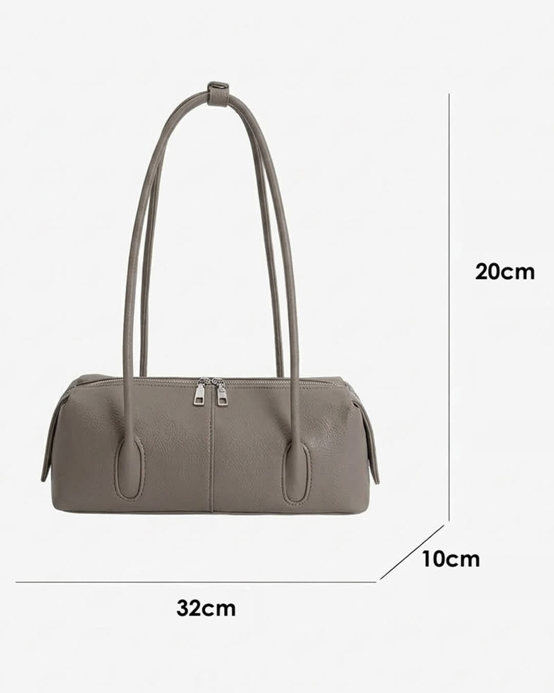 OLANE Vintage Cylindrical Leather Shoulder Bag Taupe-GreyWomen's Handbags