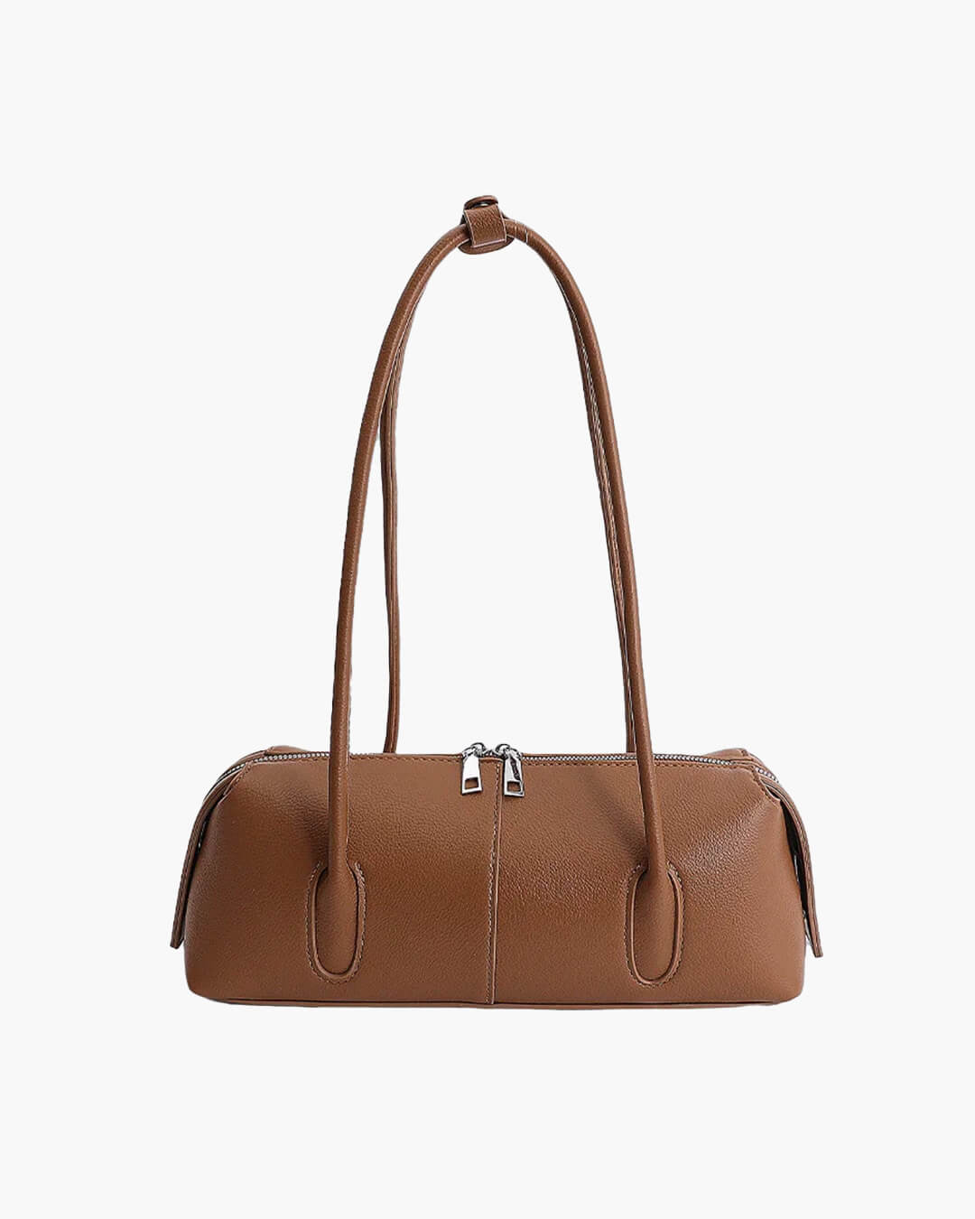 OLANE Vintage Cylindrical Leather Shoulder Bag Taupe-GreyWomen's Handbags