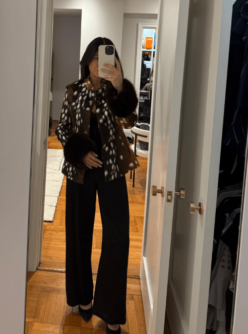 OLANE Vintage Dark Contrast Cuff Faux Fur Jacket BrownXSWomen's Coats & Jackets