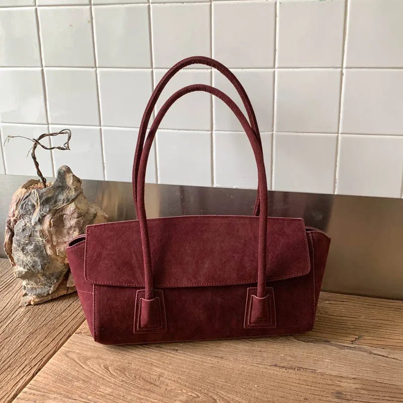 OLANE Vintage Faux Suede Shoulder Bag BlackWomen's Handbags