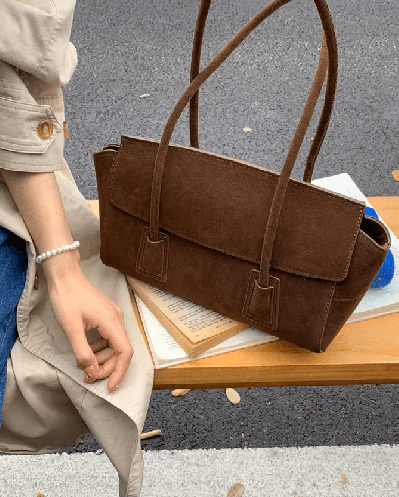 OLANE Vintage Faux Suede Shoulder Bag RedWomen's Handbags