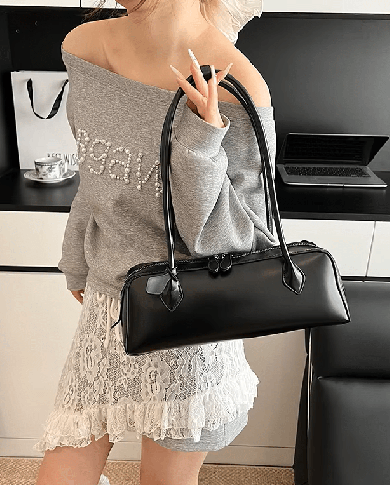 OLANE Vintage Leather Baguette Bag BlackWomen's Handbags