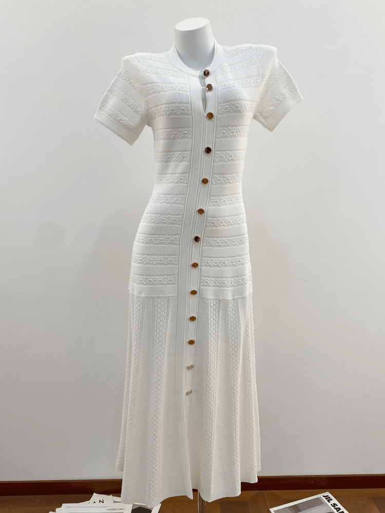OLANE Wren Ribbed Knit Midi Dress WhiteXSWomen's Dresses